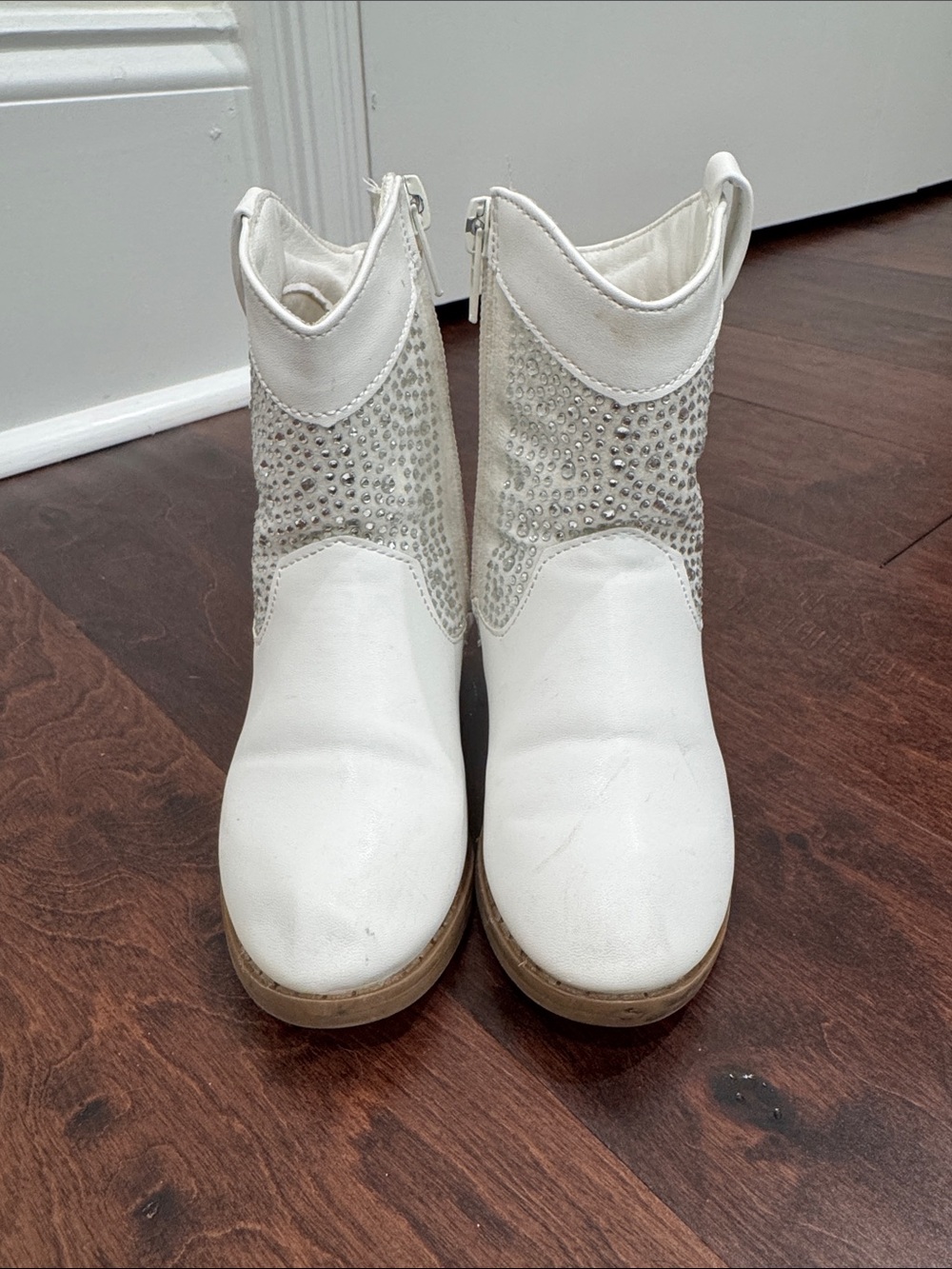 Toddler Girls White Rhinestone Cowgirl Boots Western Bling Jeweled, size 8 - Picture 4 of 9
